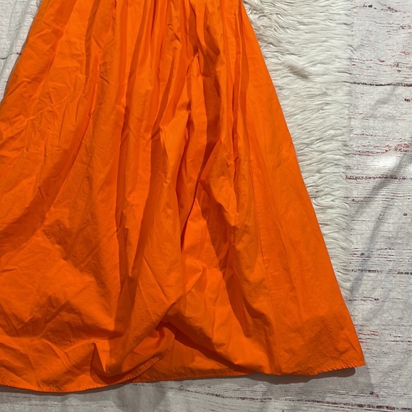 COPY - Zara Bright Orange Neon Smocked Crepe Midi Dress - Picture 8 of 10